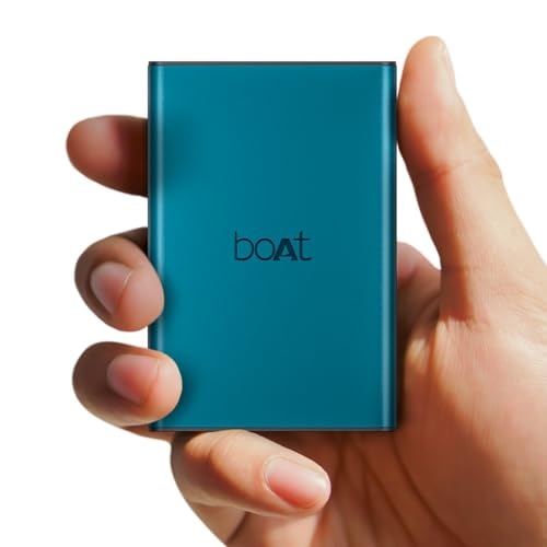 Boat Energyshroom PB300 Pro 10000 mAh 22.5W Pocket Size, Compact Power Bank, Fast Charging (2X Output Ports, Supports Android, iPhone, Tablets, Earbuds, etc.) (Steel Blue), USB Type C