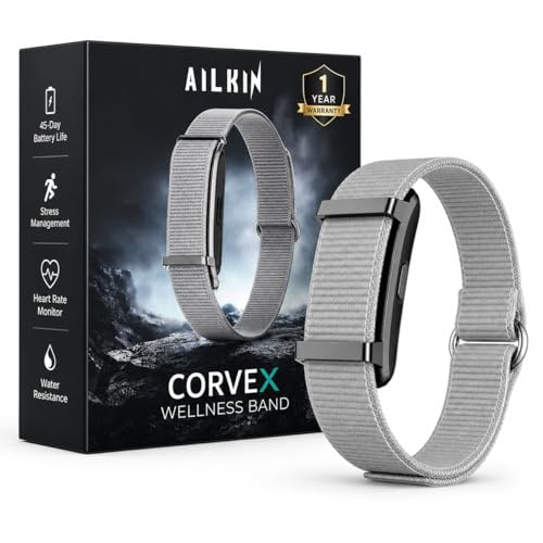 AILKIN Corvex Fitness Band - Premium Fitness Tracker Band | 45 Days Battery Life, Heart Rate, SpO2, HRV | Water Resistant | Tracker with Map - 24/7 Sports Activity and Sleep Tracker (Slate Grey)