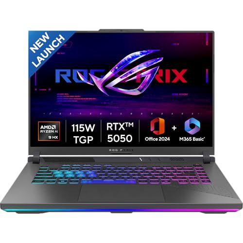 ASUS ROG Strix G16,Smartchoice, AMD Ryzen 9 8940HX, Gaming Laptop(RTX 5050-8GB/16GB RAM/1TB SSD/FHD+/16"/165Hz/90Whr/Windows 11/M365 Basic (1Year)*/Office Home 2024/Eclipse Gray/2.5 Kg) G614PH-RV033WS