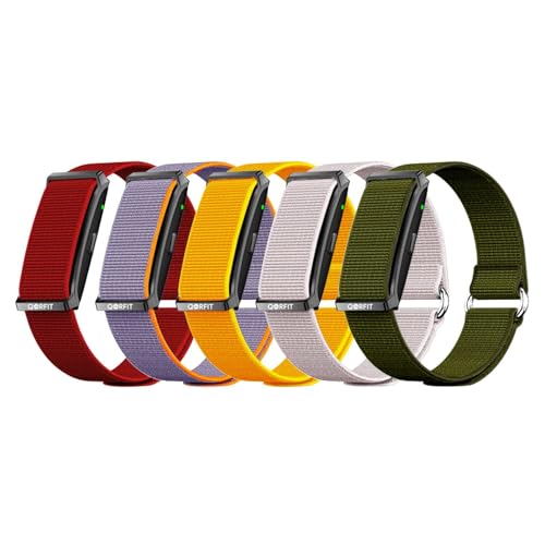 QORFIT Vibe Core 22mm Nylon Watch Strap for Smartwatch & Fitness Band (Pack of 5) – Adjustable, Breathable Replacement Watch Band, Quick Release Soft Sport Strap for Men & Women (Multicolor)