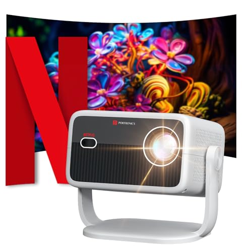 Portronics Beem 560 Smart Android Projector, HD 1080P Native,Angle Adjustable, Whale TV,in-Built Apps, Auto Focus & Keystone,Screen Mirroring,5300 Lumens,3W Speaker,HDMI in,USB in,BT(Netflix Certifed)