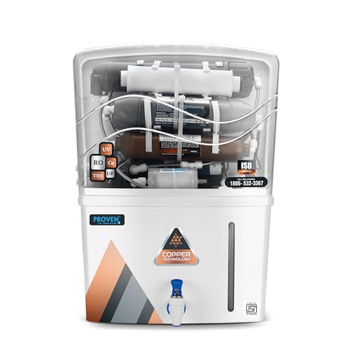 Proven Aqua RO Water Purifier for Home – RO + UV + UF + Copper, 12L Storage, TDS Adjuster, ISI Certified, Fully Automatic, White with Transparent Front, Made in India, 1-Year Warranty