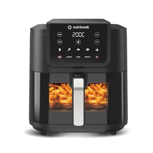 Nutricook 7.6L Air Fryer Slim XL (2025) with 100% Toxin-Free Ceramic Coating—No PTFE, PFAS, PFOA or Microplastics, Clear Window, Light & Extra-Large Basket | 1700W, 5 Presets, 2-Year Warranty