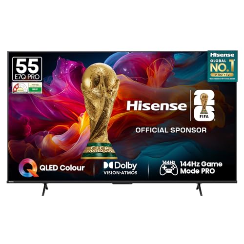 Hisense 139 cm (55 Inches) 4K Ultra HD Smart QLED TV | Dolby Vision Atmos, HDR10+ Adaptive | 144 Hz Game Mode Pro | AI 4K Upscaler | VIDAA OS | 55E7Q PRO (Charcoal Grey)