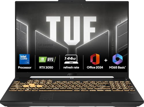 ASUS TUF Gaming F16,Intel Core 5 Processor 210H,14thGen Gaming Laptop(RTX 3050-6GB/65WTGP/16GB/512GB/FHD+/16"/144Hz/Windows 11/M365 Basic(1Year)*/Office 2024/Mecha Gray/2.20 Kg) FX607VJB-RL179WS
