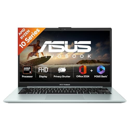 ASUS Vivobook Go 14 (2026),AMD Ryzen 3 30 Processor,AMD Radeon iGPU,8GB RAM,512GB SSD,FHD,14" (35.5 cm),Windows 11,M365 Basic(1Y)* Office 2024,Green Gray,1.38 Kg,E1404FA-EB1236WS,Thin & Light Laptop