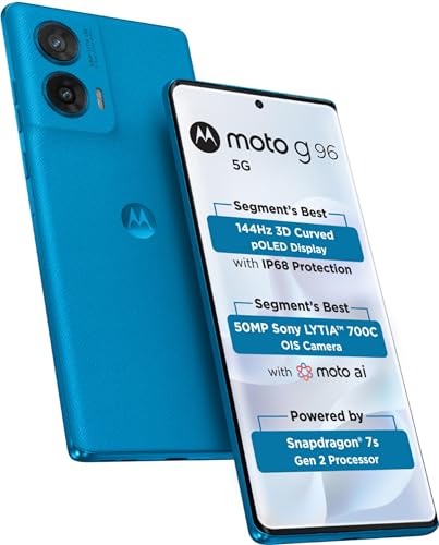 Motorola G96 144Hz 3D Curved pOLED (PANTONE Dresden Blue, 8GB RAM, 128GB Storage)