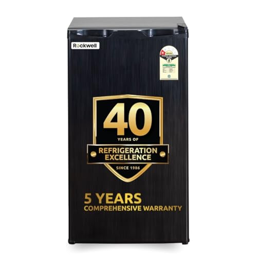 ROCKWELL Mini Fridge with Freezer, 5 Year Warranty, Direct Cool Technology, Single Door Refrigerator Ideal for Bedroom, Small Spaces, Hostels, and Offices, Grey (MB 100)