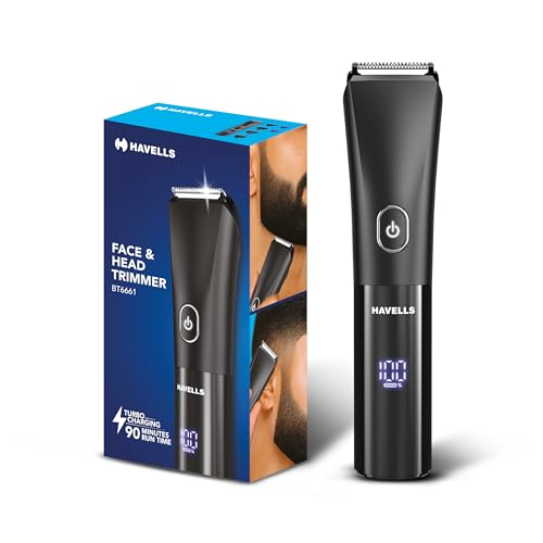 Havells Beard & Hair 7 in 1 Trimmer |2-in-1 Special Blade| Comes with 4 Beard & 2 Hair Combs| Real Time Digital Display| Type C Turbo Charge| No Nicks & Cuts|2 Year Guarantee|BT6661