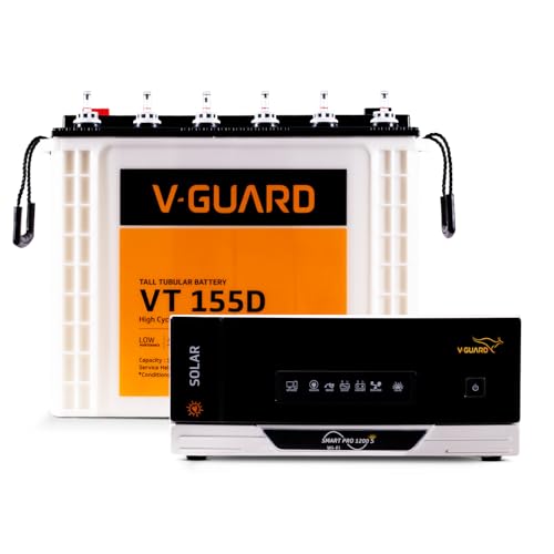 V-Guard Solar Inverter & Battery Combo (1200 s IoT Sine Solar Inverter with Tall Tubular 150Ah Battery) for Home, Office & Shops