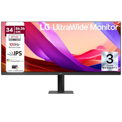 LG 34U511A 86.36cm (34 Inch) UltraWide WFHD (2560x1080) IPS Monitor, Anti-Glare, sRGB 99%(Typ.), Reader Mode, HDR10, 3-Side Virtually Borderless, HDMI, DP, HP Out, Tilt Adjustment Slim Stand (Black)