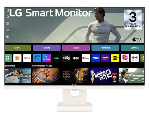 LG 32SR50F Smart Monitor (32", 80cm), FHD IPS Display (1920 x 1080) with webOS, Work & Play Smarter, ThinQ Home Dashboard, AirPlay 2 + Screen Share + Bluetooth, Stylish Design - White
