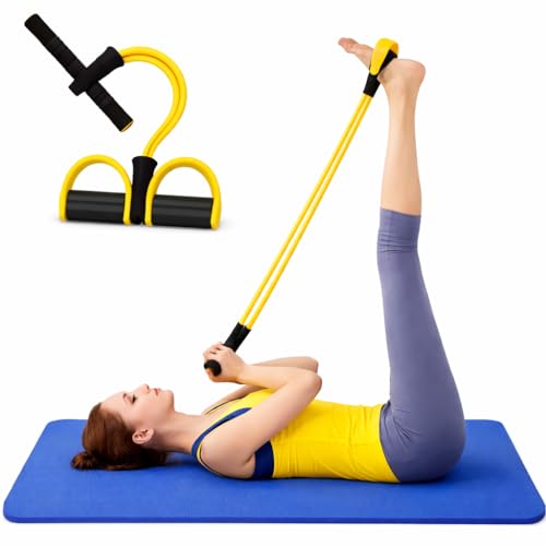 RENRANRING Yoga Pedal Puller Resistance Band-4 Pull Reducer Tummy Training Foot Pedal Exercise Fitness Band, Body Building Stretching Band Men and Women (Multi)