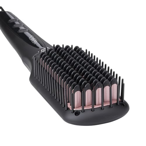 Vega Black Shine Hair Straightener Brush for Women, Straight in Min, Ionic & Thermoprotect Technology, 16 Temperature Settings, Hot Brush Heat Damage Protection for Scalp, Straightening Brush, VHSB-04