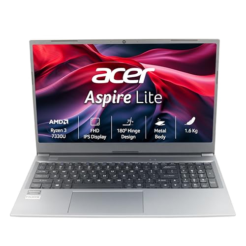 acer [SmartChoice Aspire Lite, AMD Ryzen 3 7330U Processor, 8 GB RAM, 512 GB SSD, Full HD, 15.6"/39.62cm, Windows 11 Home, Steel Gray, 1.6KG, AL15-41, Metal Body, Premium Thin and Light Laptop