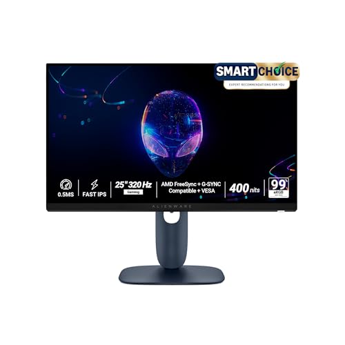 Alienware AW2525HM 25" Gaming Monitor|FHD 320Hz Fast IPS|0.5ms GTG|NVIDIA G-Sync+AMD FreeSync Premium|Esports Grade Smooth Gameplay|Height Tilt Swivel Pivot|400nits|Sleek Black Design|DisplayPort+HDMI