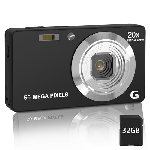 Focusify Digital Camera,4K Ultra Hd 56Mp Autofocus Camera,Digital Point And Shoot Camera With 20X Zoom Anti Shake,Video Camera With 32Gb Sd Card For Adults,Teens,Beginners(Black)