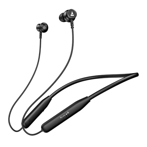 Boat Rockerz 113, 40H Battery, Dual Pair, Fast Charge, ENx Tech, Stream Ad Free Music via App Support, Magnetic Buds, Bluetooth Neckband, Wireless with Mic in Ear Earphones (Active Black)