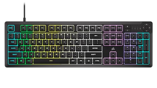 Corsair K55 CORE RGB Gaming Keyboard,Dynamic RGB Backlit Keys,Dust & Spill-Resistant,Six Customizable Macro Keys,Elgato Stream Deck Software Integration,Dedicated Media Keys