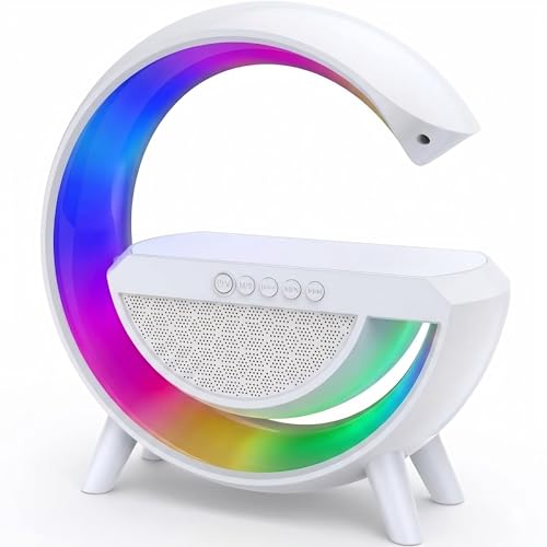 Drumstone 10 𝒀𝒆𝒂𝒓𝒔 𝑾𝒂𝒓𝒓𝒂𝒏𝒕𝒚 G-Shape Smart Alarm Clock with LED Illumination & Bluetooth Speaker | Multifunctional Clock for Bedroom, Office & Living Room – FM Radio, Wireless Music