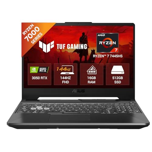 ASUS TUF A15 (2025), AMD Ryzen 7 7445HS,RTX 3050-4GB,75W TGP,16GB DDR5(Upgradeable Upto 64GB) 512GB SSD,FHD,15.6",144Hz,RGB Keyboard,Windows 11,Graphite Black,2.3 Kg FA506NCG-HN199W, Gaming Laptop