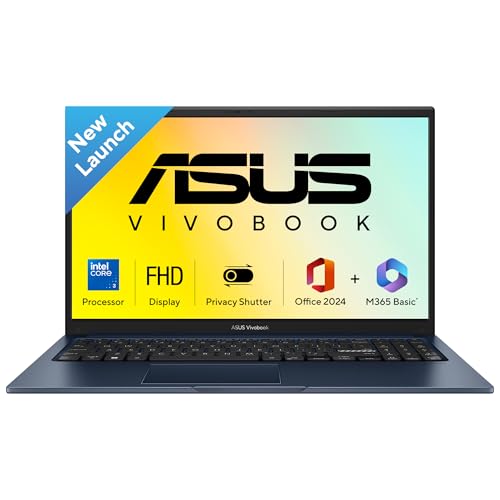 ASUS Vivobook 15 (2026),Intel Core 3 100U (14th Gen),Intel iGPU, 8GB/512GB, FHD, 15.6"(39.6 cm),Windows 11 Home,M365 Basic(1 Year)* Office 2024,Quiet Blue,1.7 Kg, X1504VAP-BQ1322WS,Thin & Light Laptop