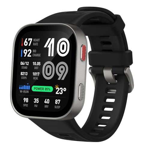 Amazfit Bip Max 50mm Smartwatch, 2.07" AMOLED Display, 20 Days of Battery, GPS, 4GB Storage, Offline Maps, Fitness Tracker, Hybrid Training, 150+ Sports, HYROX Mode, 5 ATM for Android & iPhone, Silver