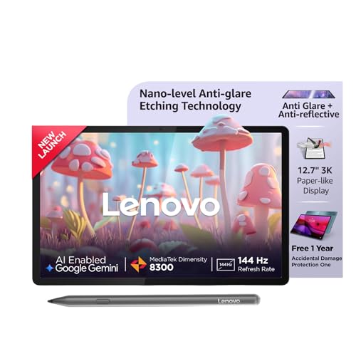Lenovo Idea Tab Pro with Paper-Like Anti Glare 12.7" 3K 144 Hz Display & Pen Plus (Matte Edition)| 8GB RAM, 256GB ROM|10200 mAh with 45 W Charger|MediaTek Dimensity 8300|4 JBL Speakers |1Year ADP Free