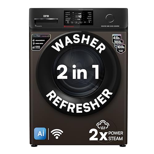 IFB 8 Kg 5 Star, DeepClean® Technology, AI Powered, WiFi, Fully Automatic Front Load Washing Machine (SENATOR MBN 8012 CMS, PowerSteam®, 9 Swirl, Steam Refresh, Inbuilt Heater, Eco Inverter, Mocha)