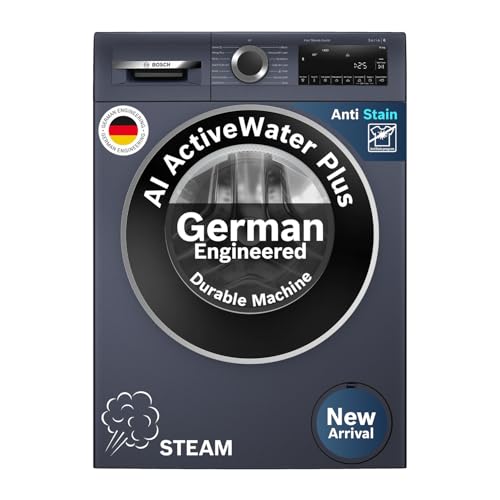 Bosch 10 kg 5 Star Front Load Fully-Automatic Washing Machine, AI ActiveWater Plus, Steam Iron Assist, Pre-Treatment, Anti-Stain, Allergy Plus, In-Built Heater, Dark Lake, WGA254ZPIN