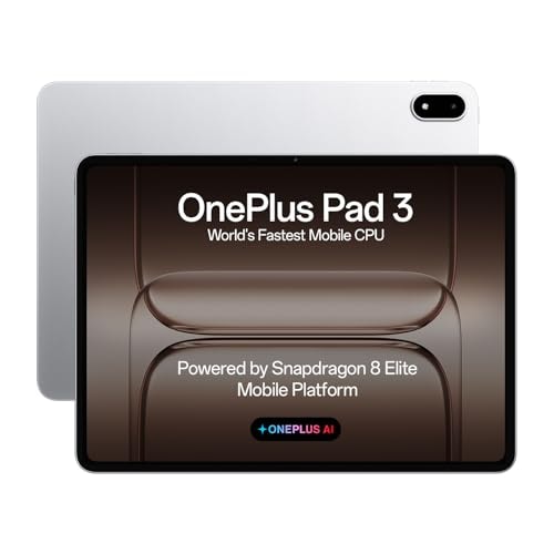 OnePlus Pad 3 World's Fastest Snapdragon 8 Elite Processor, 13.2" 3.4k Screen, 144Hz Adaptive Refresh Rate, 8 Speakers, AI, 12140 mAh Battery, 12 GB RAM + 256 GB ROM WiFi, Frosted Silver