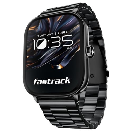 Fastrack Radiant FX2 2.04" AMOLED Smart Watch with BT Calling, Voice Assistant, Functional Crown, Metal Alloy Case, 100+ Sports Modes, SpO2, AOD – Smartwatch for Men and Women (Black)