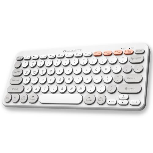 Amkette New and Improved Optimus BT 4 in 1 Multi Device Wireless Keyboard/Bluetooth Keyboard | One Click Device Switching and AI Access for Windows, MacOs, Android and iOS, Dual OS Layout (White)