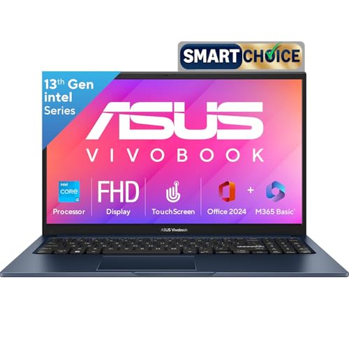 ASUS Vivobook 15, Smartchoice,Intel Core i3 13th Gen 1315U, 16GB RAM, 512GB SSD, FHD 15.6", Touchscreen, Win11, Office 24, M365 Basic (1Y), Quiet Blue, 1.7Kg, X1504VA-E83959WS, Intel UHD iGPU, Laptop