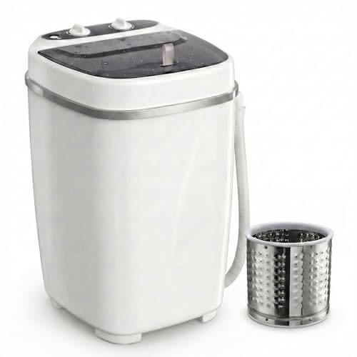 HOMEAPPY Portable Mini Washing Machine 3.5Kg with STAINLESS STEEL DRYER | Premium Black Lid Edition | Heavy Duty Washer for Baby Clothes & Hostel | Unbreakable Spin Basket | No Installation Required.