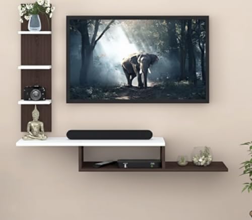 Bros Moon Dual L Based, Tv Cabinet for Living Room/Kid's Room/Bedroom (Suitable for Upto 40 inches Smart tv (Dual L Style, Wenge White))