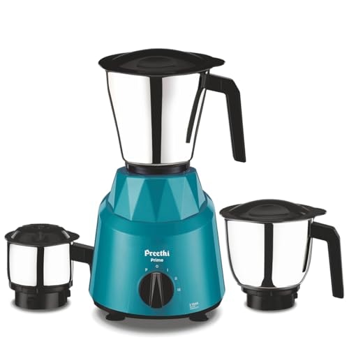 Preethi Prime Mixer Grinder for Kitchen I 3 Jars | 750 Watt | 5 year Motor warranty | Lifelong free service |Green (MG-286)