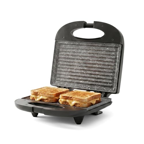 Prestige PGFSP - Spatter Coated Non-stick Sandwich Toasters With fixed Grill Plate, Black