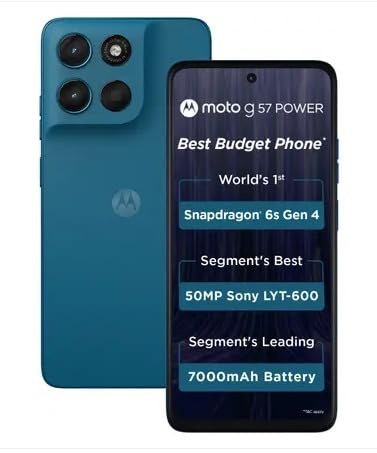 Motorola g57 Power 5G (Pantone Corsair, 128 GB) (8 GB RAM) | 7000 mAh Battery | 6s Gen 4 Processor | 6.72" FHD+ Display | 50MP + 8MP | 8MP Front Camera |