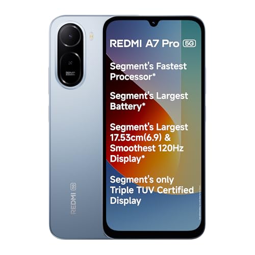 REDMI A7 Pro 5G (Mist Blue, 4GB RAM,128GB Storage) | Segment's Fastest Processor | Segment's Largest Battery | Segment's Largest & Smoothest 6.9in 120Hz Display