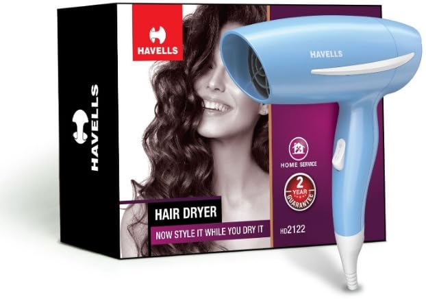 Havells 1000 Watts Hair Dryer, 2 Heat Settings (Hot/Warm), Over Heat Protection | Gentle & Efficient Drying | Style your Hair Perfectly