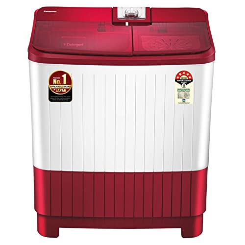 Panasonic 7 kg 5 Star Semi-Automatic Top Loading Washing Machine Appliance with Powerful Motor (NA-W70B5RRB, Red, Active Foam System)
