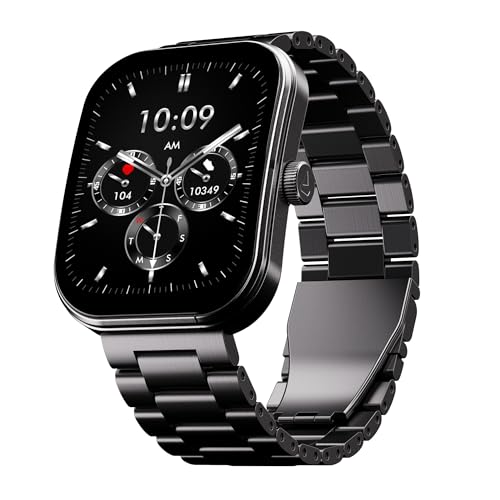 Boat Wave Sigma 3 Curv Smartwatch with 2.01” (5.33 cm) Immersive Curved Display, Metallic Finish, Functional Crown, BT Calling, Sleep, Stress, Heart Rate & SpO2 Monitoring, SOS, IP68 (Black Steel)