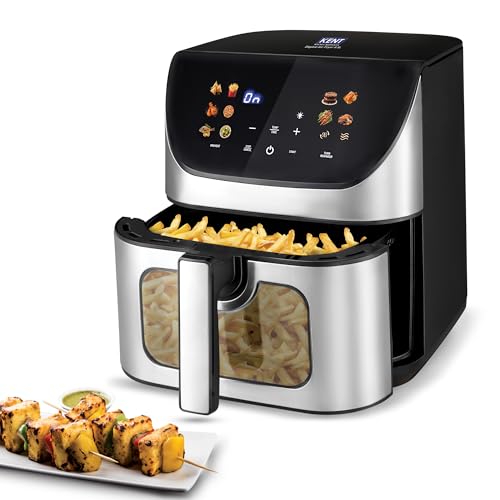 KENT Digital Air Fryer 8.5L | 1700W | Bake, Grill & Roast | Up to 80% Less Oil Usage | 12 Preset Menu | Digital Display & Touch Control Panel | Glass Window with in built Light | Auto Cut-Off | Black