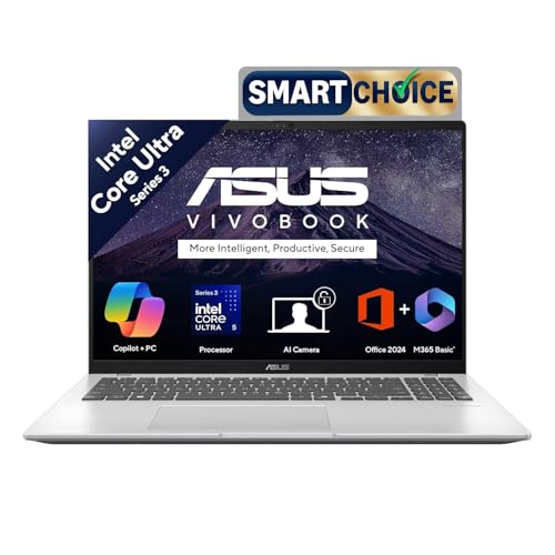 ASUS Vivobook 16 (2026),Intel Core Ultra 5 325 (Series 3),Intel iGPU16GB RAM,512GB SSD,FHD+, 16"(40 cm),Windows 11 Home,M365 Basic(1 Year),Office 2024,Cool Silver,1.88 kg, X1607AA-MB038WS, Copilot+ PC