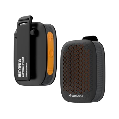 ZEBRONICS Portable Bluetooth Speaker, 4W Output, Up to 6Hrs Playback, Magnetic Clip Design, BT v5.4, TWS Pairing, LED Indicator, Call Function, Media/Volume Control, Type-C (Clipper Pro, Black)