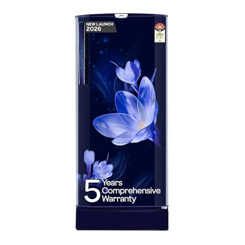 Godrej 185 L 5 Star| 5 Years Comprehensive Warranty| Turbo Cooling Technology| Toughened Glass Shelves| Single Door Refrigerator (2026 Model, RD 195EN TAI MY BL, Mystic Blue)