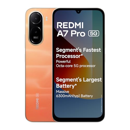 REDMI A7 Pro 5G (Sunset Orange, 4GB RAM,128GB Storage) | Segment's Fastest Processor | Segment's Largest Battery | Segment's Largest & Smoothest 6.9in 120Hz Display