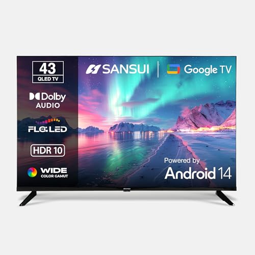 SANSUI 109 cm (43) Full HD QLED Smart Google TV with HDR10, Dolby Audio, Bezel-Less Design, Built-in Chromecast & FloLED Panel JSW43FHG5Q (Black)