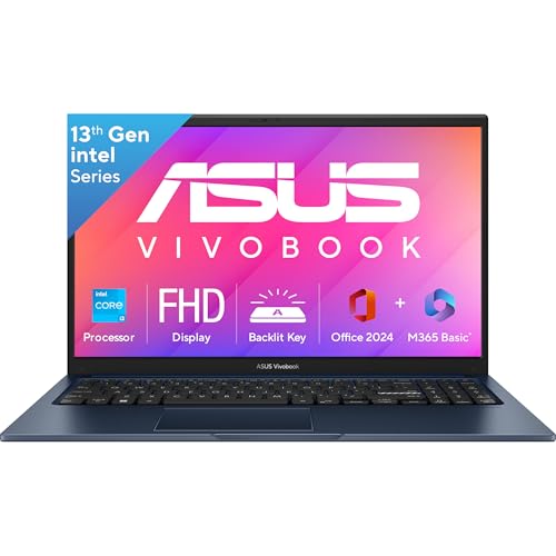 ASUS Vivobook 15, 13th Gen, Intel Core i3-1315U, 16GB RAM, 512GB SSD, FHD, Anti-Glare, 15.6", 39.6 cm, Windows 11 Home, M365 Basic(1yr)* Office24, Quiet Blue, 1.70 kg, X1504VA-BQ342WS, Laptop